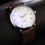 Men Watch Quartz Analog Business Wrist Watch Roman Numerals Faux Leather Band Montre Homme
