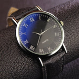 Men Watch Quartz Analog Business Wrist Watch Roman Numerals Faux Leather Band Montre Homme