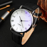 Men Watch Quartz Analog Business Wrist Watch Roman Numerals Faux Leather Band Montre Homme